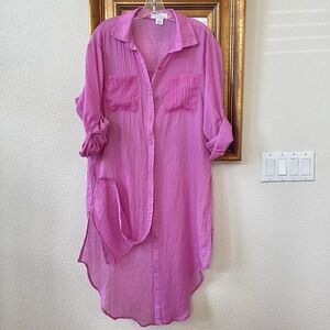 Life Love Is For Eternity Shirt Dress sheer Size M Swimsuit Cover Light Layer